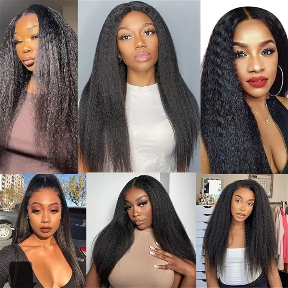 Kinky Straight Clip in Hair Extensions 8Pcs Real Human Hair Clip in Extensions 12-26 Inches Double Weft Brazilian Remy Hair Extensions for Black Women