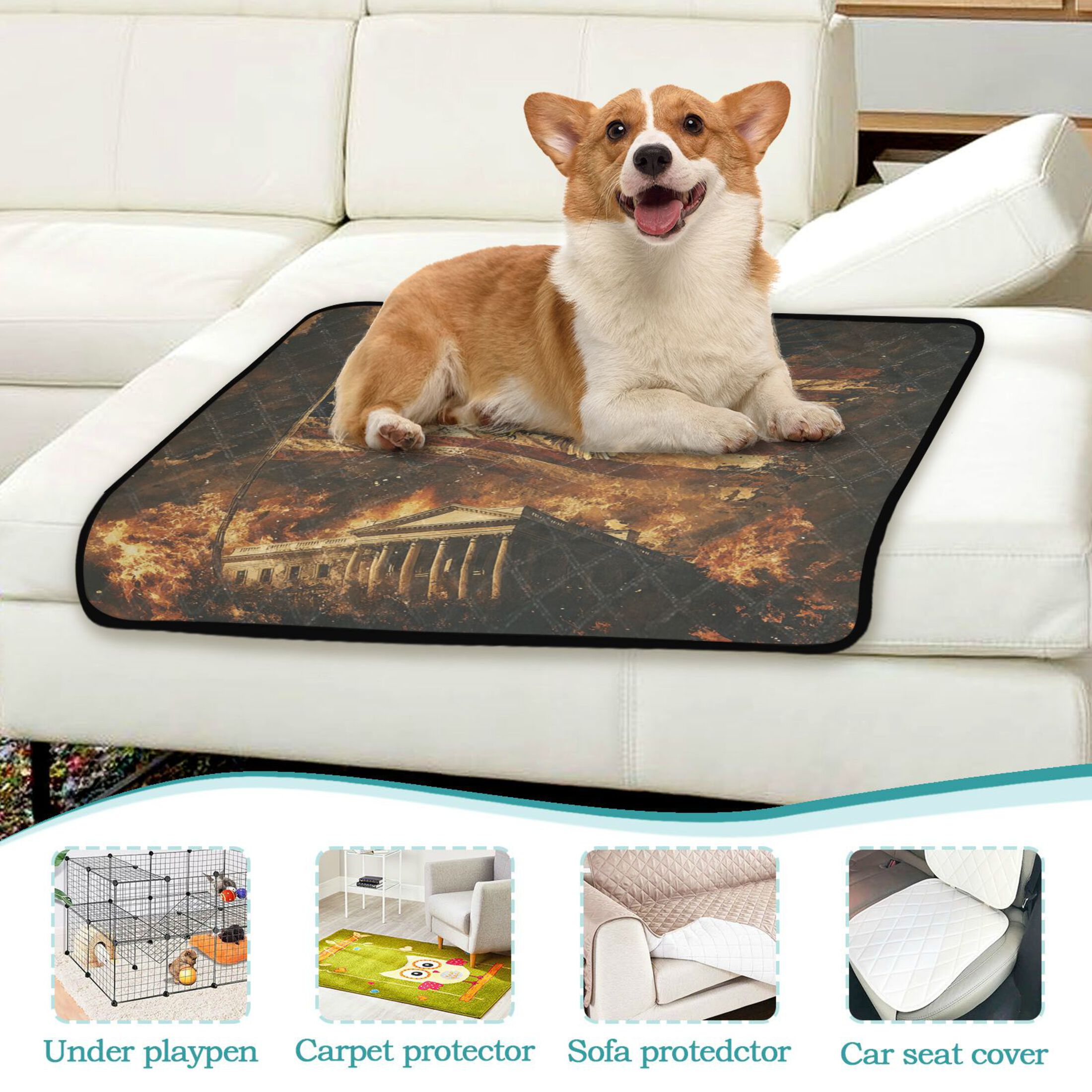 Qxltty White House War Cat litter Pads Pet Set of 3 Diaper Mats Center Anti-leakage Layer Absorbent Soft and Comfortable