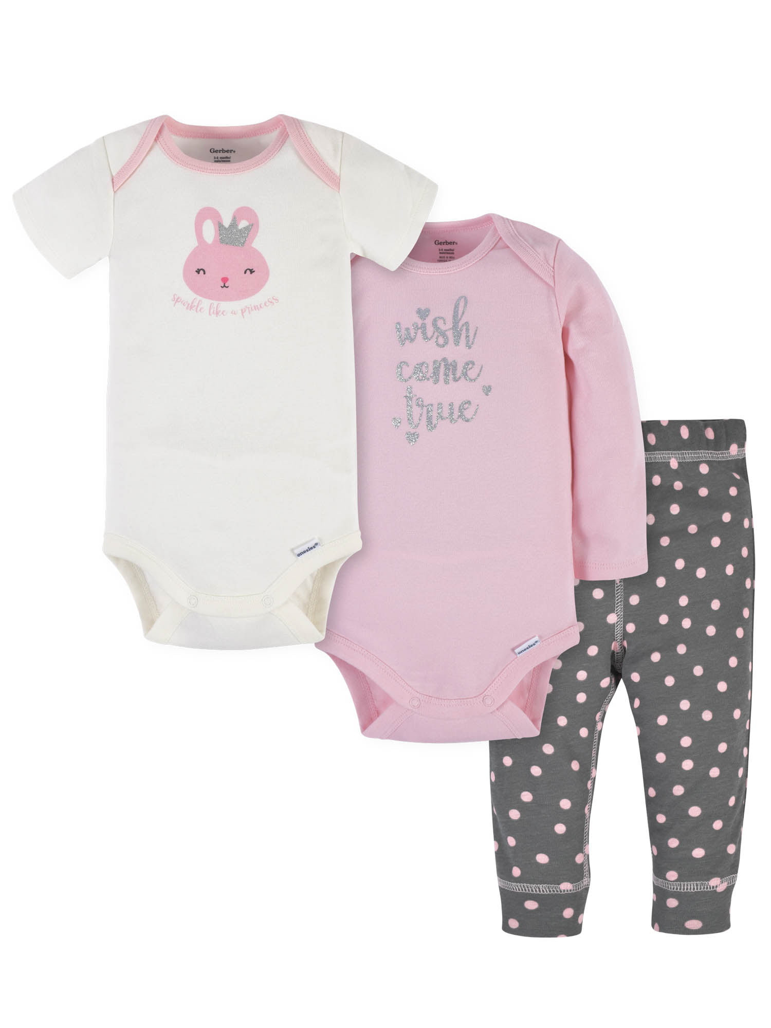 9 Months, Sparkle/Kitty Carter's Baby Girl's 3-Piece Bodysuits and Pants Sets 