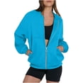 thumbnail image 1 of Chaquetas y abrigos casuales sin capucha de manga larga para mujer, sudaderas extragrandes con cremallera, chaqueta, abrigo, manga larga, informal, otoño, ropa para adolescentes, abrigo para mujer, 1 of 5