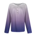 thumbnail image 4 of Womens Tops Women's Fashion Casual Gradient Printed V-Neck Long Sleeve Button T-Shirt Top, 4 of 5