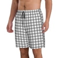 thumbnail image 2 of Naloa Gray Checkboard Men's Beach Shorts, Surfing shorts, Swim trunks, Quick Dry Swim Trunks for Surfing Beach Fun - 3X-Large, 2 of 9