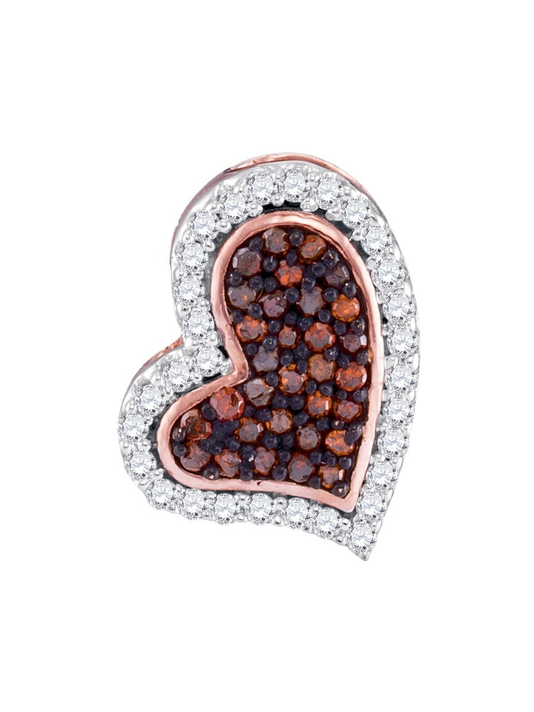 Brandy Diamond® 10K Ravishing Rose Gold Dark Chocolate Brown Diamond Heart Necklace Pendant 1/8 Ctw