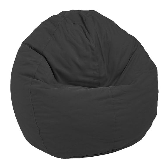 Cotton 31x33x20" Small Bean Bag Chair - w/Polystyrene Beads and CertiPUR Foam Filled Bean Bag for Teens and Kids - Black