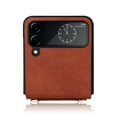 thumbnail image 4 of SaniMore for Samsung Galaxy Z Flip 4 (6.7" 2022) Phone Case, Retro PU Leather + Crossbody Lanyard, Shockproof Anti-fall Slim, Durable Wear-resistant Folding Shell for Galaxy Z Flip 4, Brown, 4 of 8