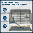 thumbnail image 3 of Gaderth 3 Tiers Hamster Cage with Deep Tempered Glass Bottom, Large Hamster Tank with Running Wheel, Hut, Dish ＆ Water Bottle, Rat Cage for Dwarf, Syrian, Gerbils, Mouse, 3 of 9