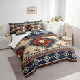 thumbnail image 3 of Feelyou Boho Aztec Triangle Bedding Comforter Set 7 Pieces for Men, Navy Hippie Mandala Abstract Full Bedding Set, Countryside Reversible Fitted Sheet Flat Sheet, Ultra Soft Bedroom Decor, 3 of 8