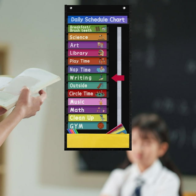 Daily Classroom Calendar Educational Charts Reminder Chart for Children Kids black