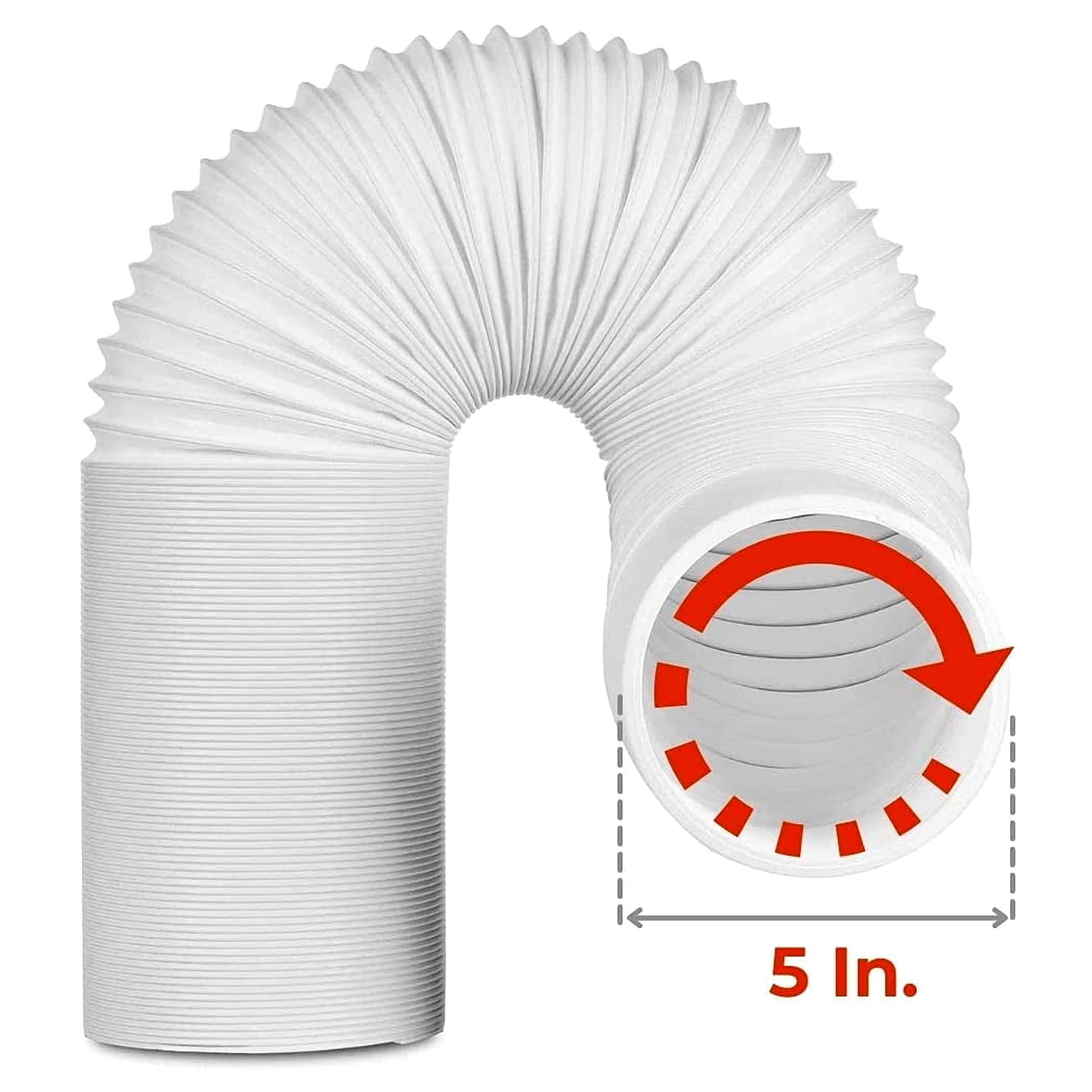 TURBRO Portable Air Conditioner Universal Exhaust Hose - 5 Inch Diameter, 78 Inch Length, Clockwise Thread