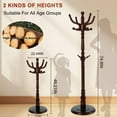 thumbnail image 4 of Wooden coat rack freestanding, 11 Hooks Coat racks stand for Entryway, Adjustable Height Coat Tree for Hats, jacket, Handbags, Vintage heavy duty coat rack, 4 of 7