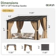thumbnail image 3 of Aoxun 10'x12' Lean to Gazebo with Mosquito Net and Curtains, Aluminum Frame, Polycarbonate Panel, Wall Mounted Pergola with Sloped Roof for Backyard, Porch, Deck, 3 of 10