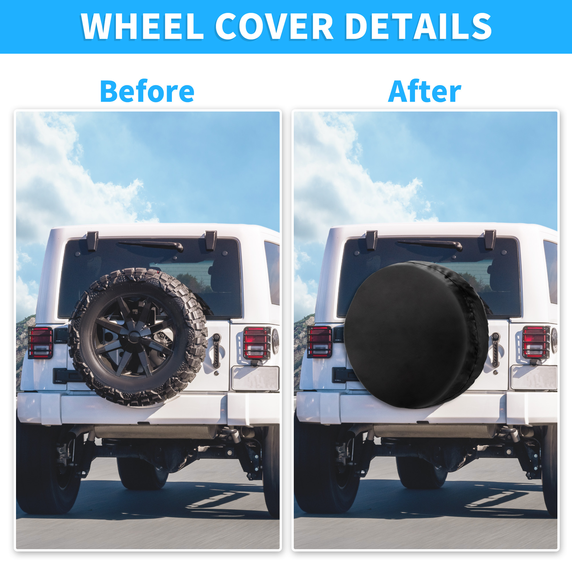 Unique Bargains Car Spare Tire Cover 26.8in Universal Fit Trailer RV SUV 16 in