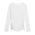 thumbnail image 4 of ZHOGXU Athletic Womens Long Sleeve T Shirt Round Neck Side Drawstring Loose Fit Tops Casual Office Daily, 4 of 4