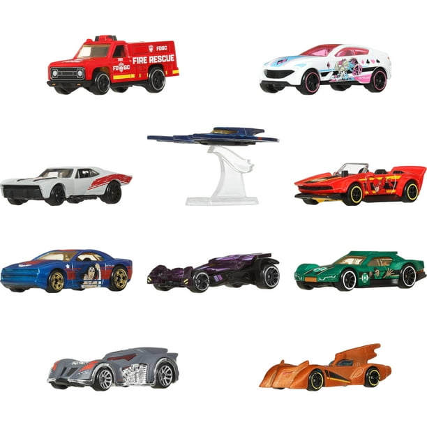Toy Cars Hot Wheels con temática de Batman, paquete de 10 unidades, fundido a presión 1:64