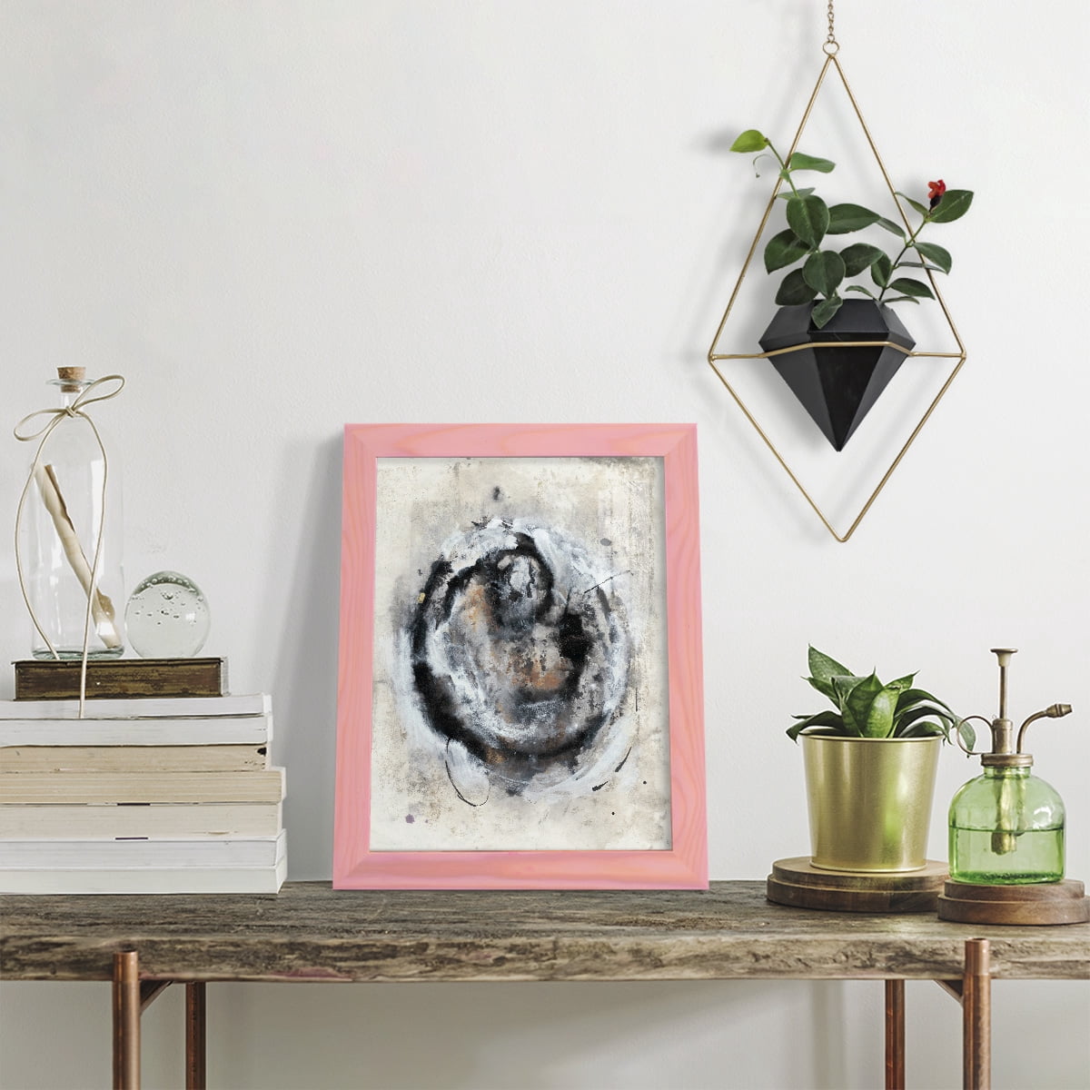 Circular Energy III -Framed Print w/glass-Sunset Pink
