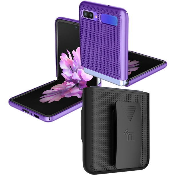 Case With Clip For Galaxy Z Flip Nakedcellphone Purple Snap On Cover With Rotating Ratchet Belt Hip Holster Holder Combo For Samsung Galaxy Z Flip 5g Phone Sm F700 Sm F707 Walmart Com