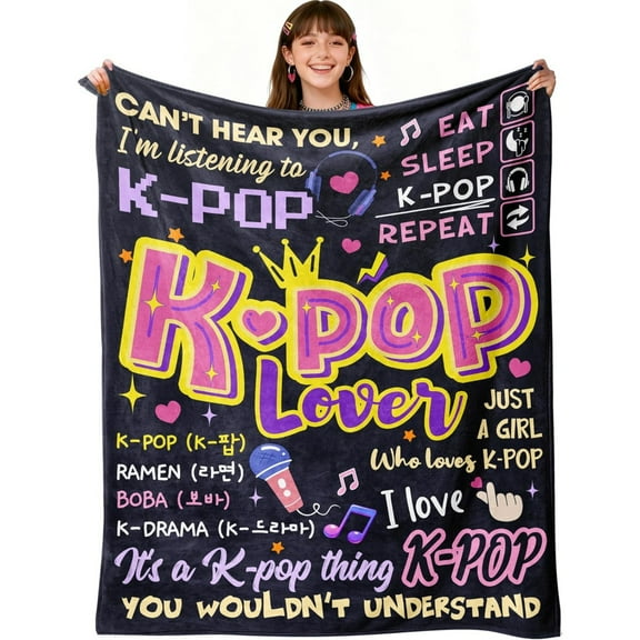 Kpop Gifts for Teen Girls Women, K Pop Lovers Blanket, Kpop Merch, Korean Stuff, K Pop Birthday Party Decorations, Christmas Birthday Gift for Friend Sister Women Throw Blanket 60"X50"