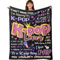 Kpop Gifts for Teen Girls Women, K Pop Lovers Blanket, Kpop Merch, Korean Stuff, K Pop Birthday Party Decorations, Christmas Birthday Gift for Friend Sister Women Throw Blanket 60"X50"