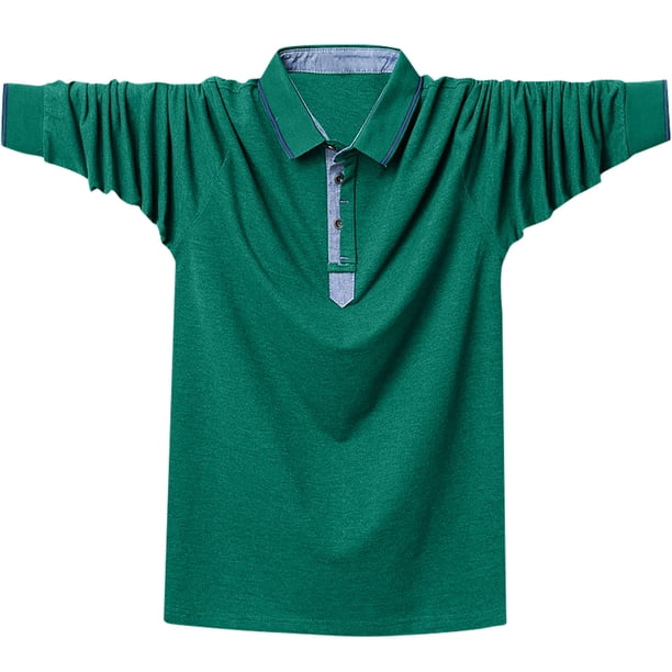 Jersey Elvqul de Caballero sin Estampado Casuales Manga Corta Verde Algodón Solapa