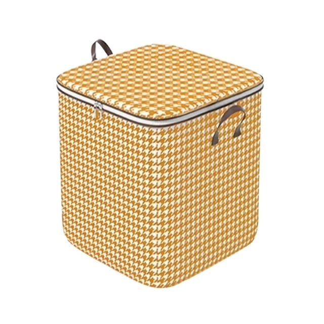 Houndstooth Storage Bag Large Capacity Folding Clothes Portable Wardrobe Sorting Clothes Storage Box with Reinforced Handle Zipper for Home Comforters Pillow Blanket Bedding Quilt