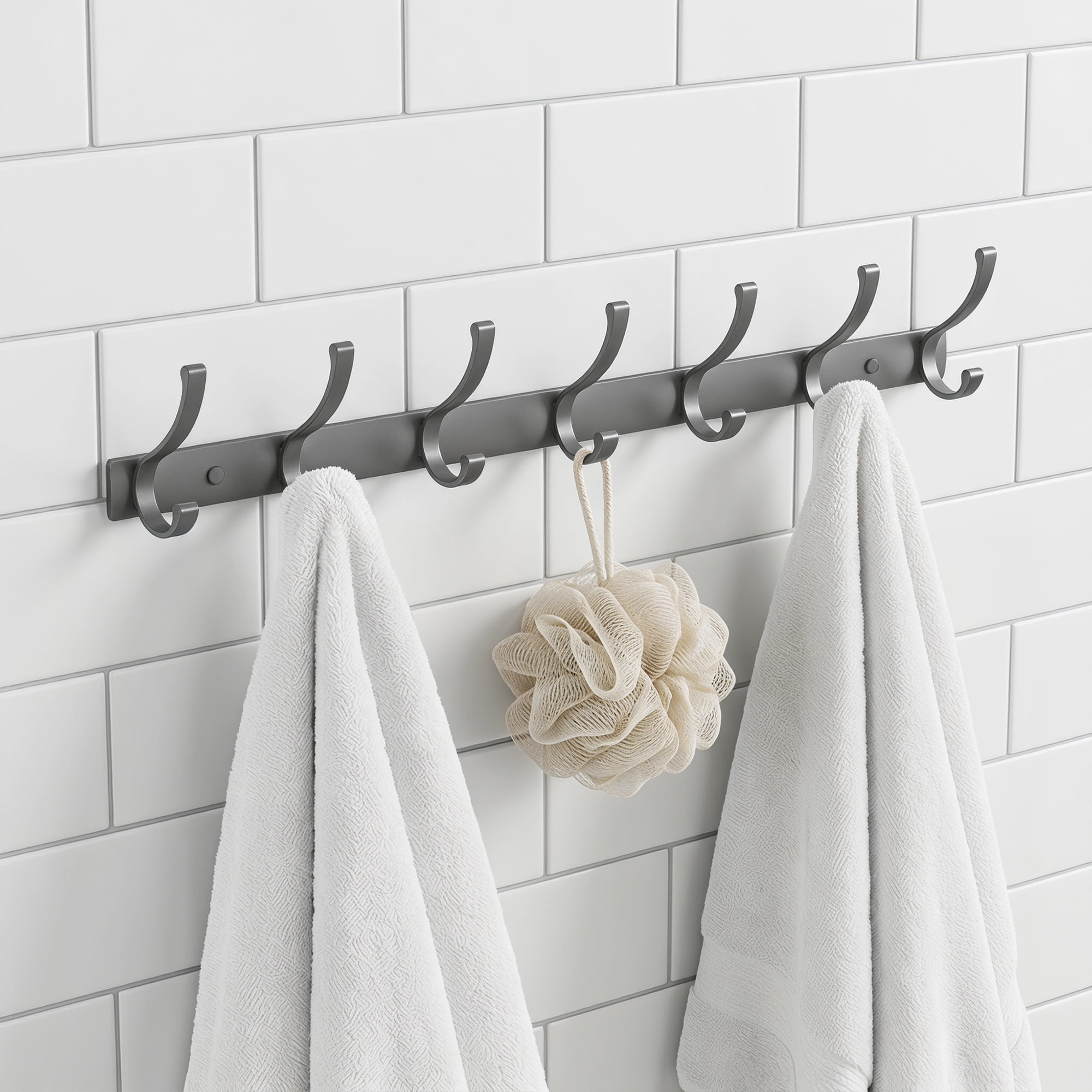 Unique Bargains Coat Rack Wall Mount,Hat Rack for Entryway and Bedroom Gray 7 Hooks