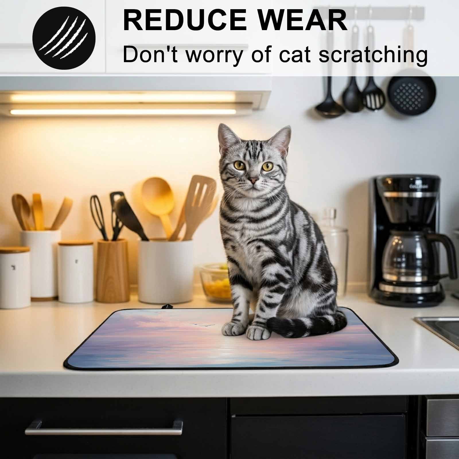 Ocean Seagull Stove Top Cover for Electric Stove, Heat-proof & Non Slip Glass Top Stove Cover Protector, Pink Blue Sunset Clouds Gradient Landscape Kitchen Flat Cooktop Rubber Mat 24x21 Inches