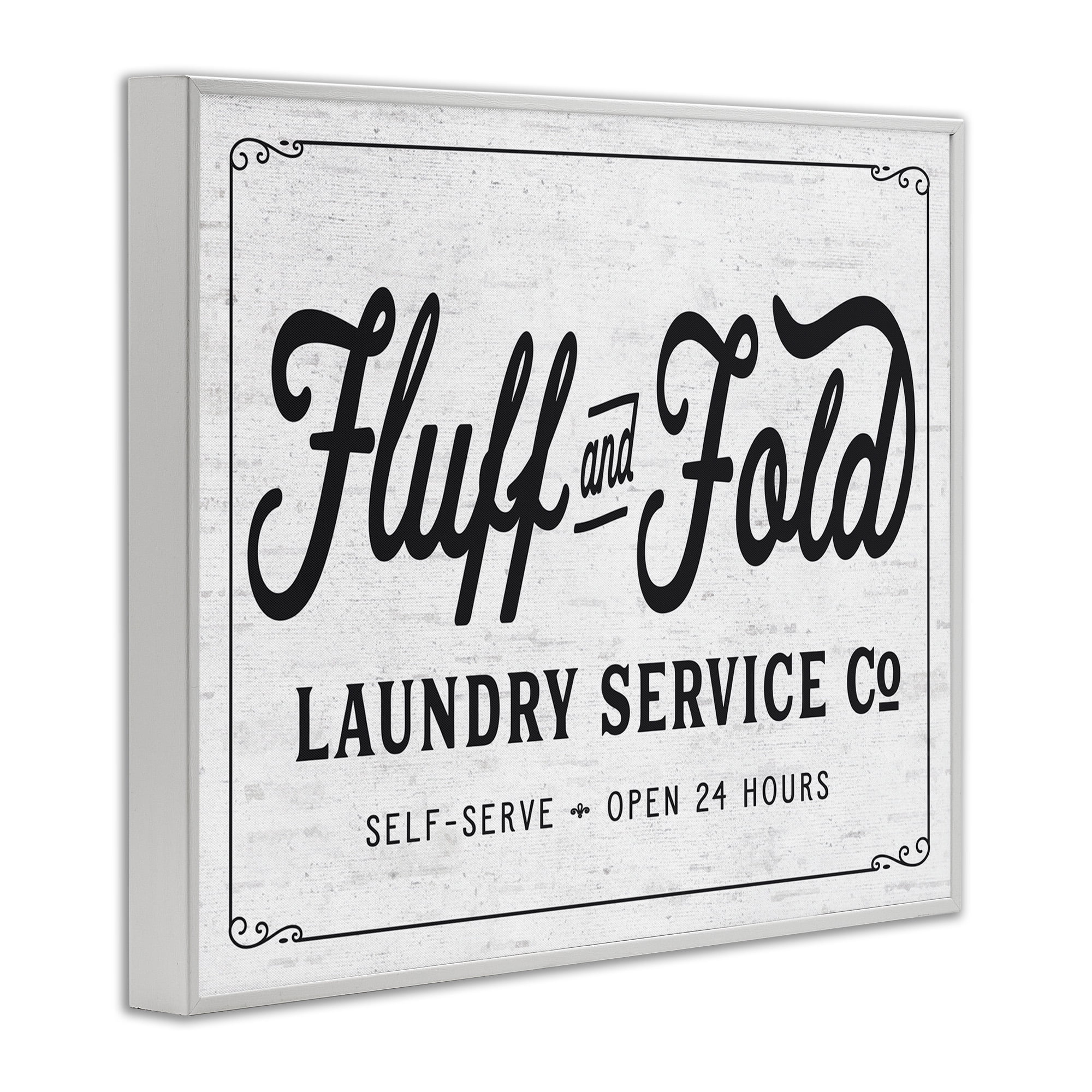 Stupell Industries Fluff and Fold Laundry Room Typography Painting White Framed Art Print Wall Art, 14 x 11