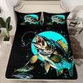 thumbnail image 2 of Homewish Cartoon Pike Fish Twin Sheet Sets, Rustic Hunting and Fishing Twin Fitted Sheet, Farmhouse Animal Flat Sheet, Super Cozy Room Decor, 3-Piece, 2 of 7