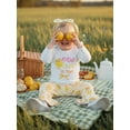 thumbnail image 4 of BemeyourBBs Infant Baby Girls Easter Chick Outfits Cute Girls Spring Clothes Long Sleeve Letter Print Romper Chicken Print Flared Pants Sets Headband Newbron Coming Home Outfit, 4 of 9