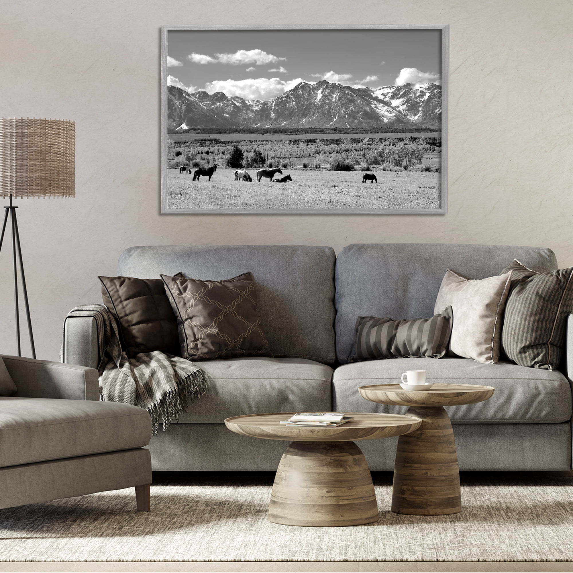 Stupell Industries Wyoming Ranch Horses Grazing Gray Framed Giclee Art, design by Steve Toole