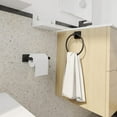 thumbnail image 2 of RUACQ Bathroom Wall Mounted Hardware Set 2 pcs Towel Ring and Toilet Paper Holder, Matte Black, 2 of 5