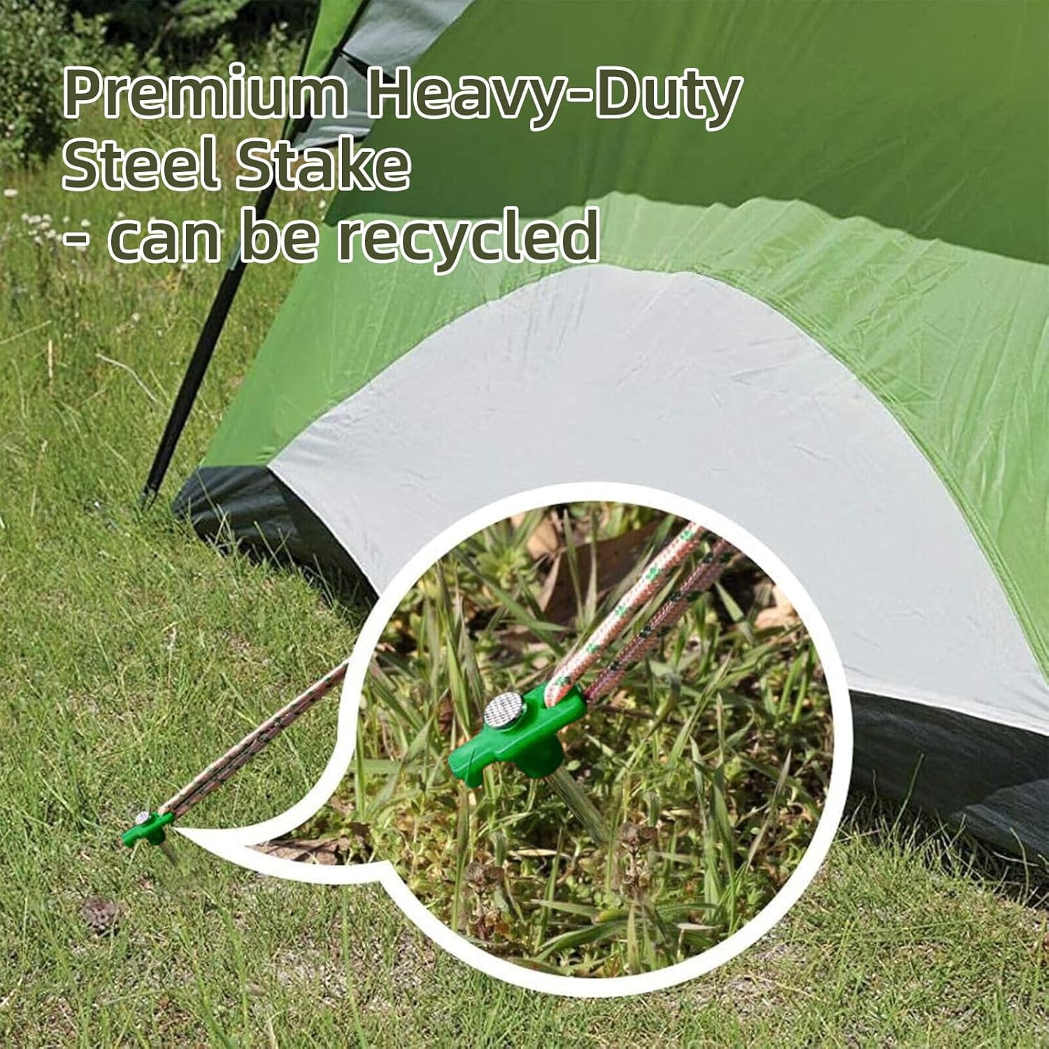 100 Pack Heavy Duty Metal Tent Stakes 10 Inch Green Camping Pegs for Ground Anchor Spikes