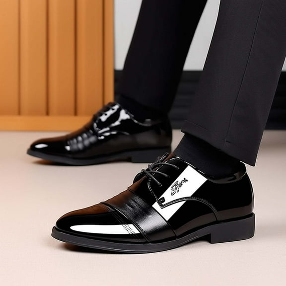 Seeotter Men's Dress Shoes Oxford Formal Classic Business Shoes Casual Wedding Faux Patent Derby Shoe