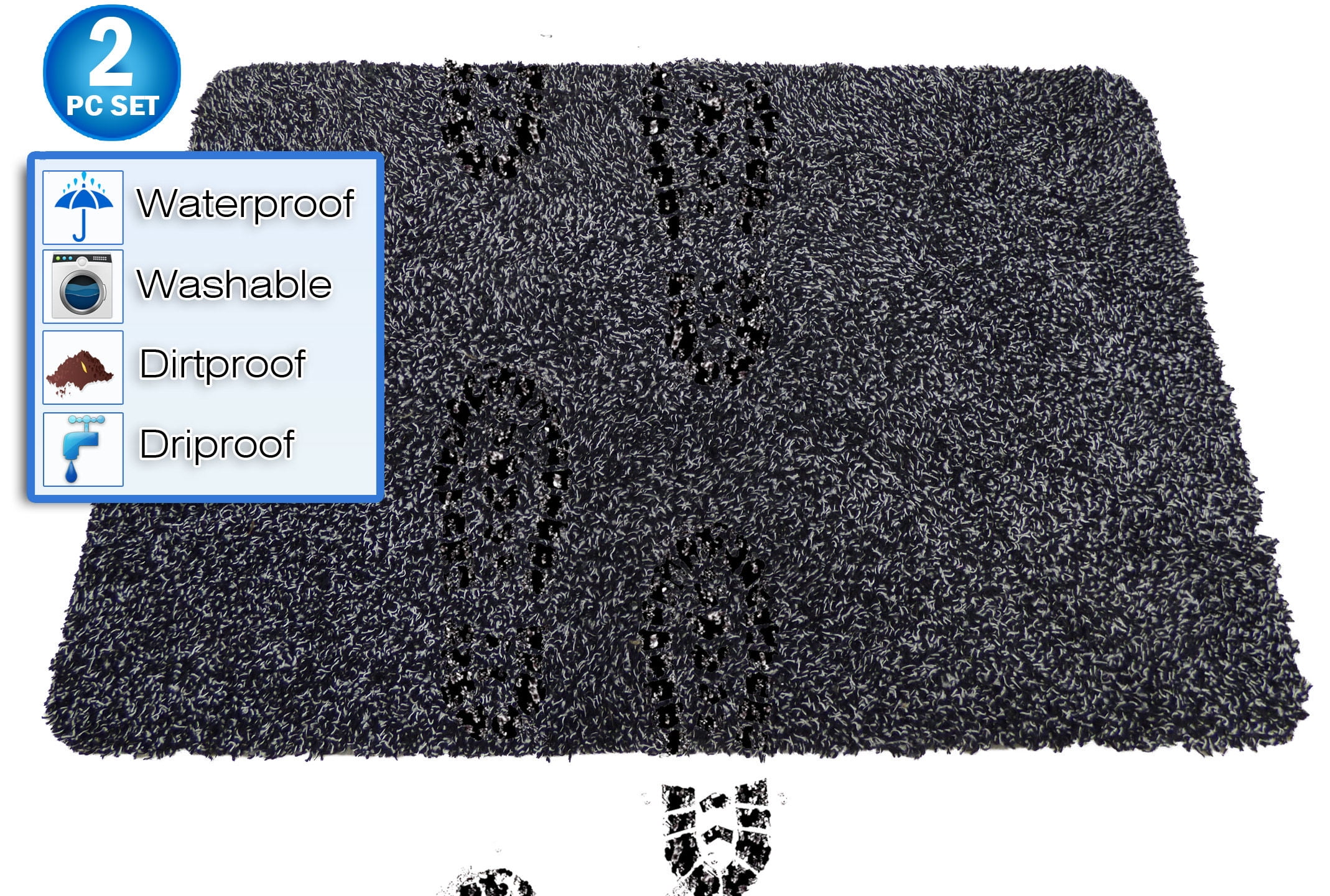 2pc Magic Super Absorbent Cleaning Fast Drying Step Mat Non Slip