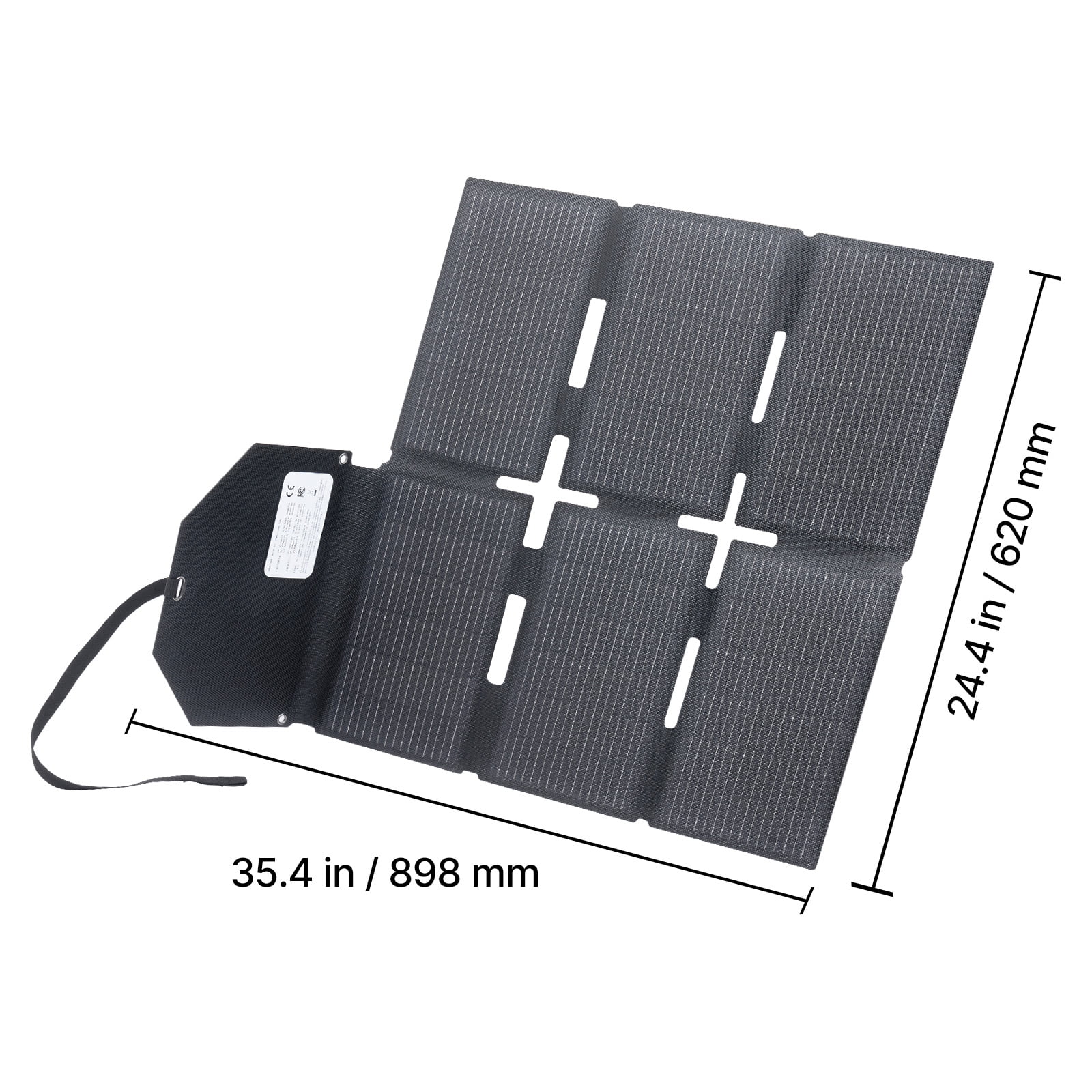 VEVOR 60W Foldable Solar Panel Charger, 16BB N-Type Monocrystalline Solar Panel 24% Efficiency, Lightweight Portable with MC4 Output, Type-C, USB-A & DC Ports for Power Stations Camping Hiking