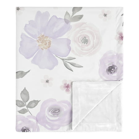 UPC: 0846480069720 | Lavender Watercolor Floral Security Baby Blanket by Sweet Jojo Designs