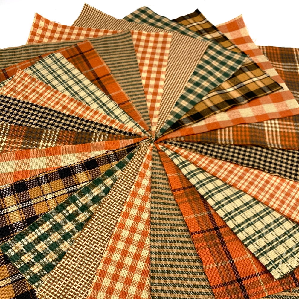 JCS Autumn Spice Plaid Ragged Homespun Cotton Fabric Quilt Kit (200+ six-inch Squares)