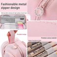 thumbnail image 4 of Large Capacity Pencil Case 4 Compartments, Pencil Pouch with Zipper Portable Handle, Aesthetic Pencil Case Stationery Organizer Teen Girl Boy Men Wome, 4 of 5
