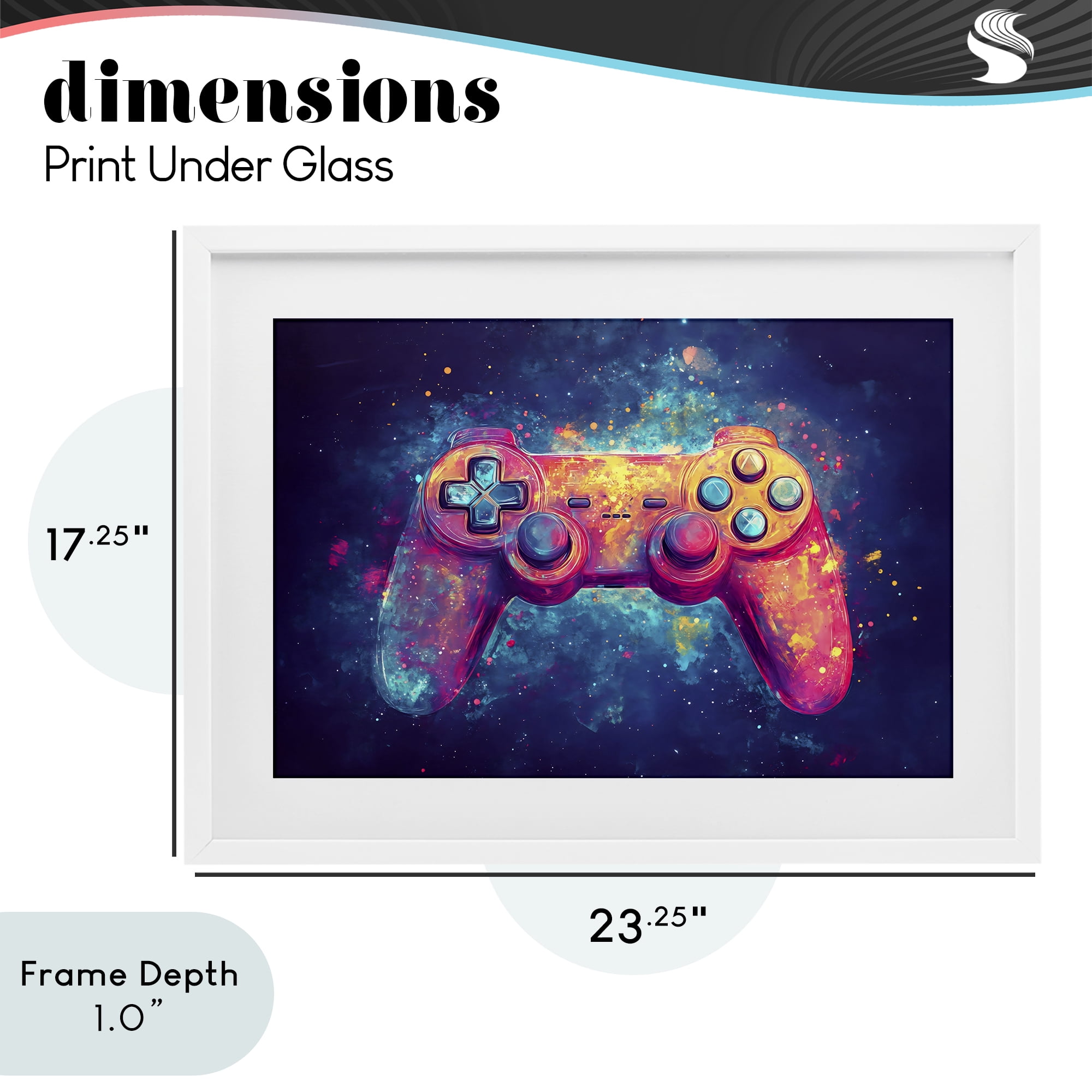 Stupell Industries Futuristic Cosmic Game Controller White Framed Print Under Glass, design by Creative Studio