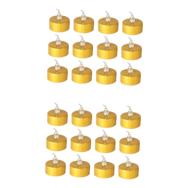 24x Velas Tealights LED Pequeñas Flash Amarillo Dorado Y Oro Blanco Cálido