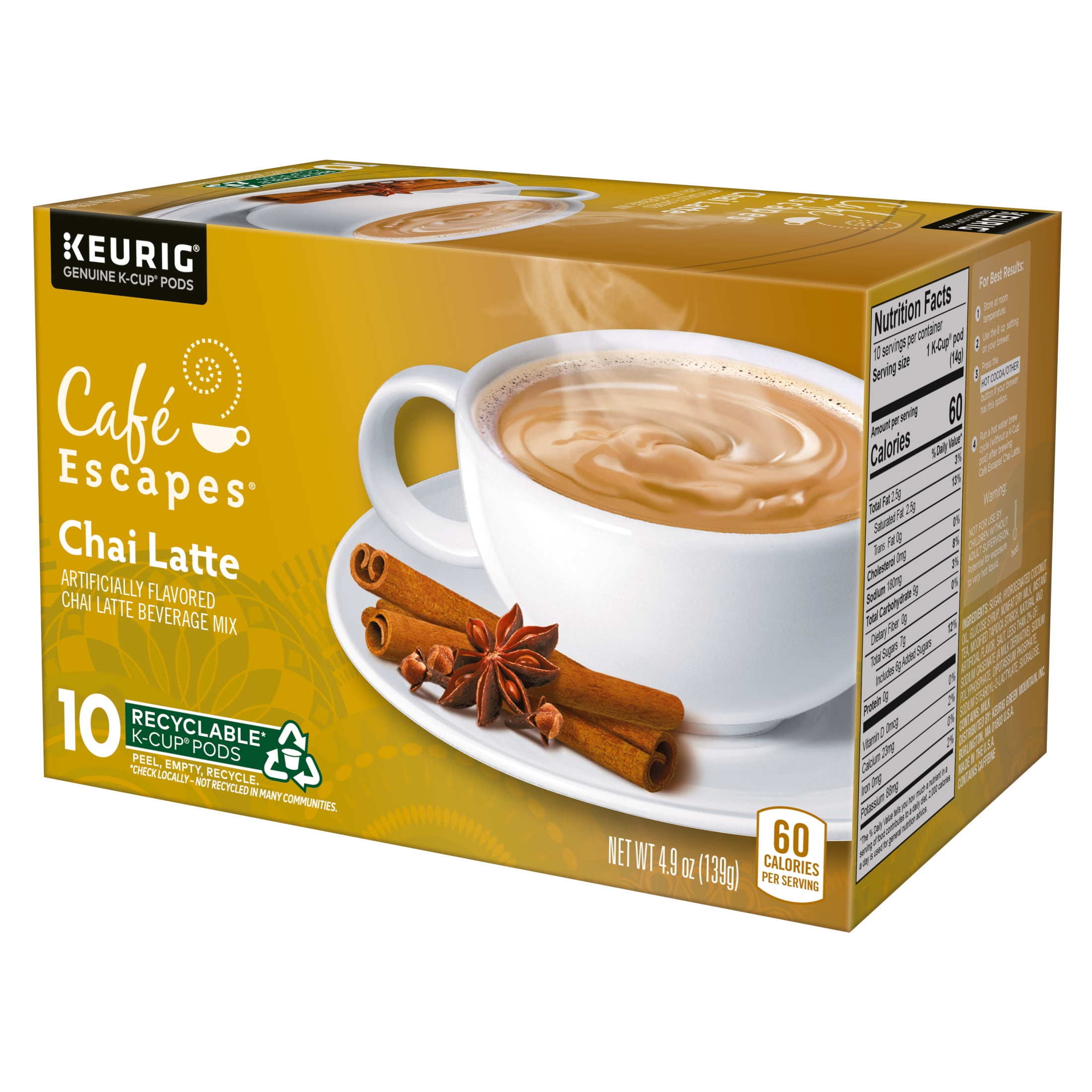 Café Escapes Chai Latte 10 count Tea Pods