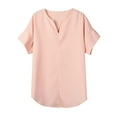 thumbnail image 4 of Summer Saving Wycnly Womens Blouses and Tops Dressy Comfy Lightweight Loose Fit Casual Pullover Tshirts Summer Solid V-Neck Short Sleeve Cute Tees Tops Pink l, 4 of 7