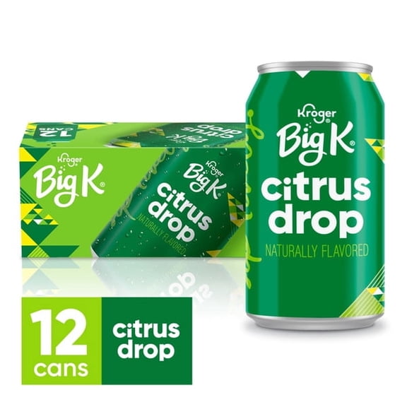 🍋 Big K Citrus Drop Soda, 12 fl oz Cans, 12-Pack – Crisp, Bright & Refreshing ✨