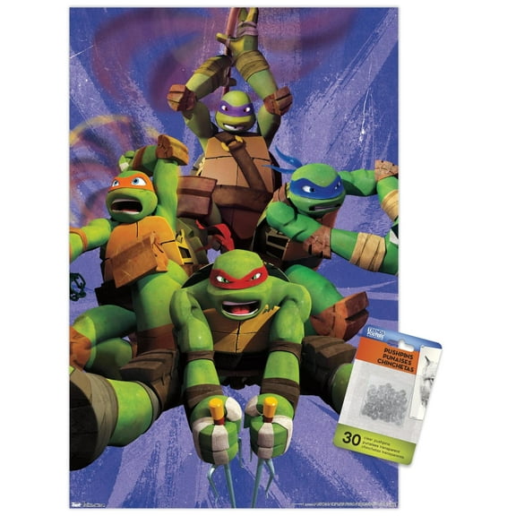 Nickelodeon Teenage Mutant Ninja Turtles - Team Wall Poster with Push Pins, 14.725" x 22.375"