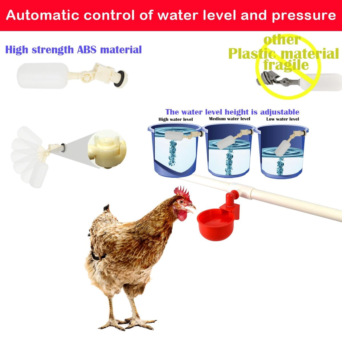 Complete Set Pipeline Automatic Chicken Waterer System(58 Accessories Included) for continuous water supply, Freestanding poultry waterer, Chicken Water Cups, Chicken Waters,Poultry Waterer