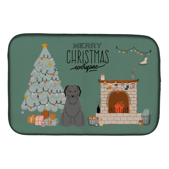 Black Briard Christmas Everyone Dish Drying Mat