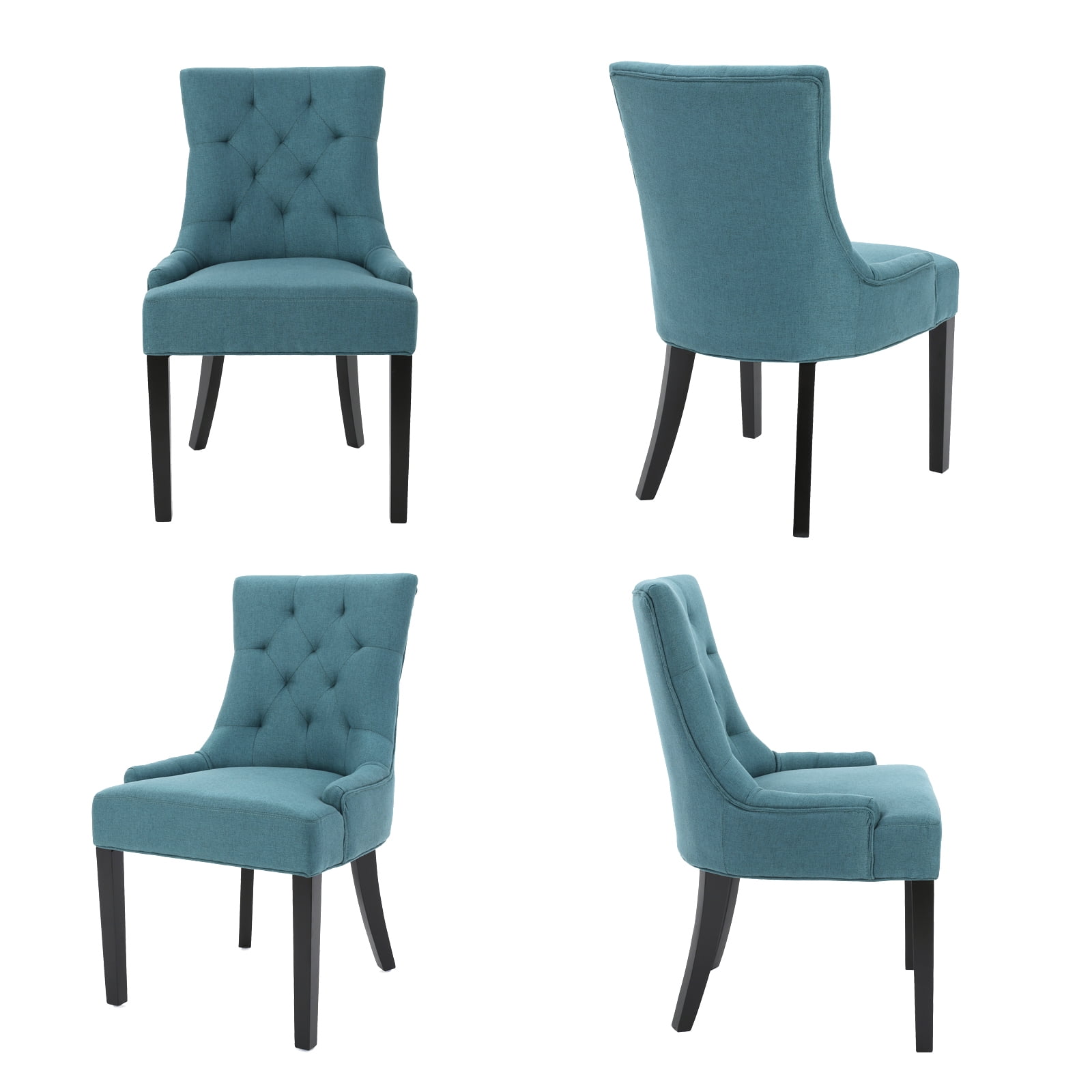 Kadyn Modern Upholstered Set of 2 Fabric Dining Chairs with Wood Legs, High Back Dining Room Chairs for Dining Room, Urban Style Kitchen Chair, Dark Teal