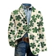 thumbnail image 4 of BLTIBY Men's St. Patrick's Day Corduroy Blazer Shamrock Jacket Button Loose Work Lapel Coat with Pockets Green 8 4XL, 4 of 5