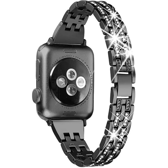 ANTHOUSE Bling Bands Compatible with Apple Watch Band 38mm 40mm 41mm 42mm 44mm 45mm Women iWatch SE Series 8 7 6 5 4 3 2 1, Dressy Jewelry Metal Wristband Strap Diamond Rhinestone