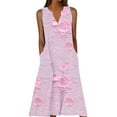 thumbnail image 2 of BXJX Summer Dresses Elegant Classy 2025 for Women, V Neck Swing Flowy Pleated Ruffle Loose Tank Sleeveless Casual Midi Dress with Pockets Multicolor Size 4XL, 2 of 5